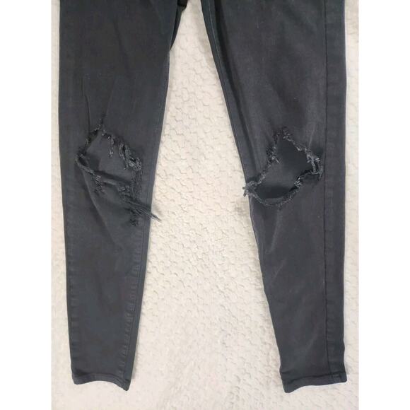 Sz 4 Black American Eagle Womens Jeans Size Four Regular Jegging Distressed - Picture 4 of 6
